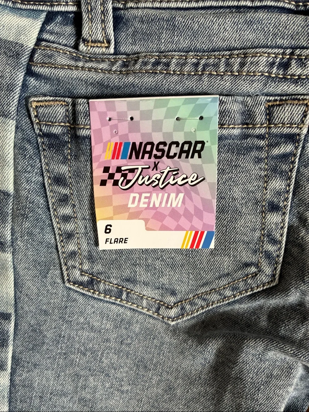 NASCAR x Justice Light Wash Denim Jeans And Bandana - Multiple Sizes